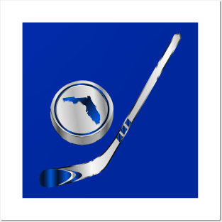 NHL - FL Blue and White Stick and Puck Posters and Art